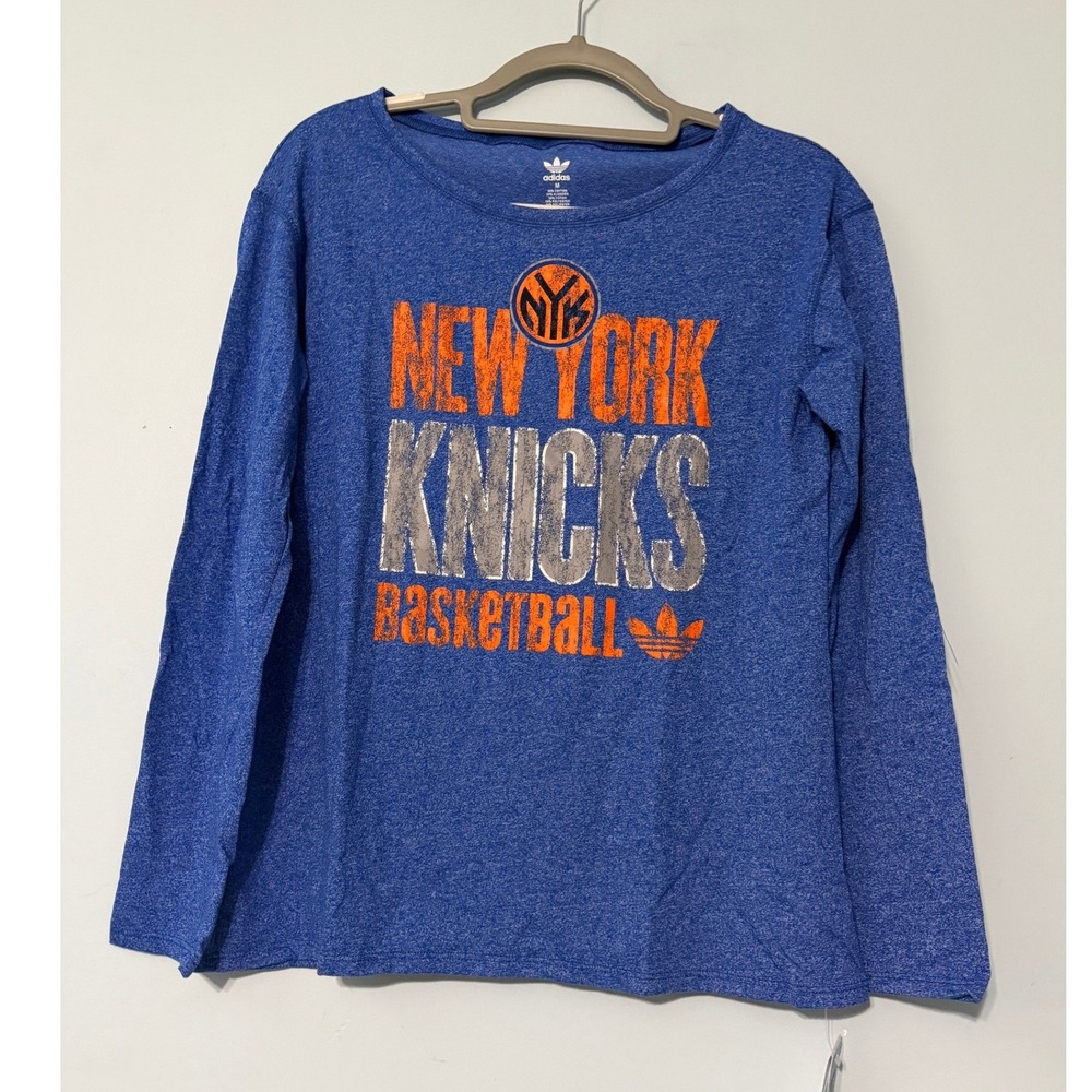 Adidas Originals Women's M NBA New York Knicks Blue Long Sleeve T-Shirt 2267